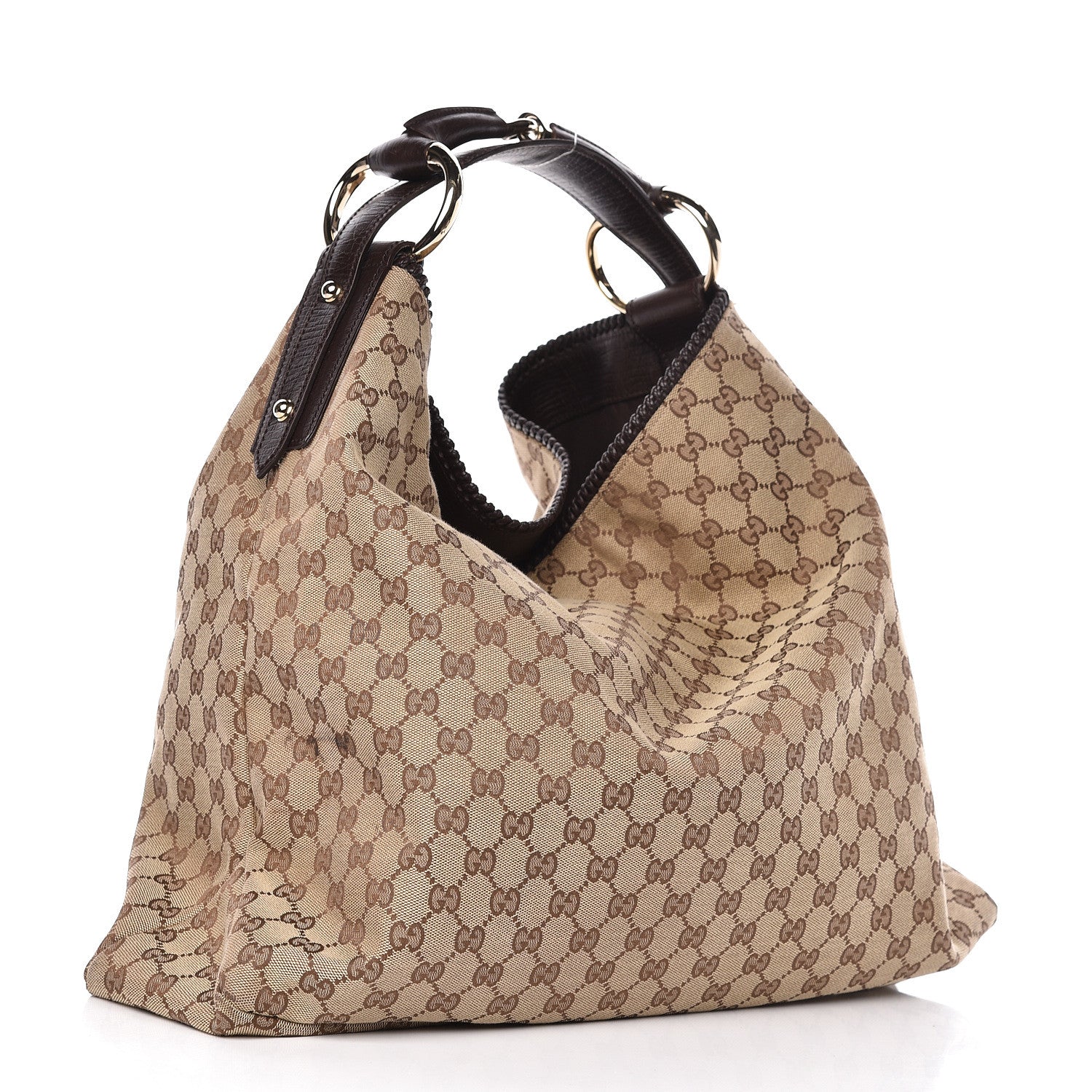 Gucci Monogram Large Horsebit Chain Hobo Dark Brown 3 of 12