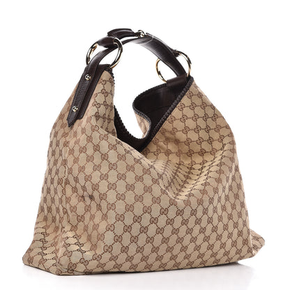 Gucci Monogram Large Horsebit Chain Hobo Dark Brown 3 of 12