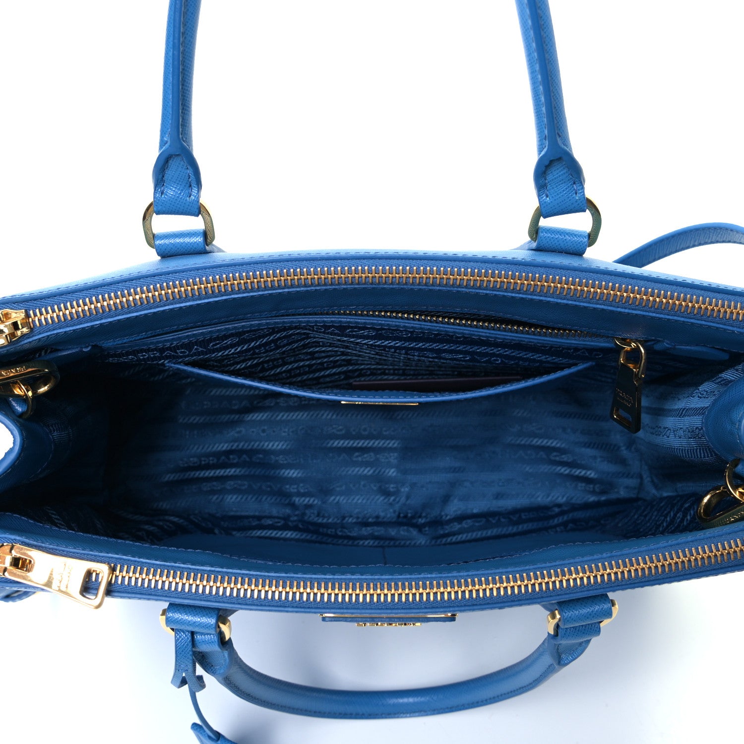 Prada Saffiano Medium Galleria Double Zip Tote Sea Blue 8 of 9
