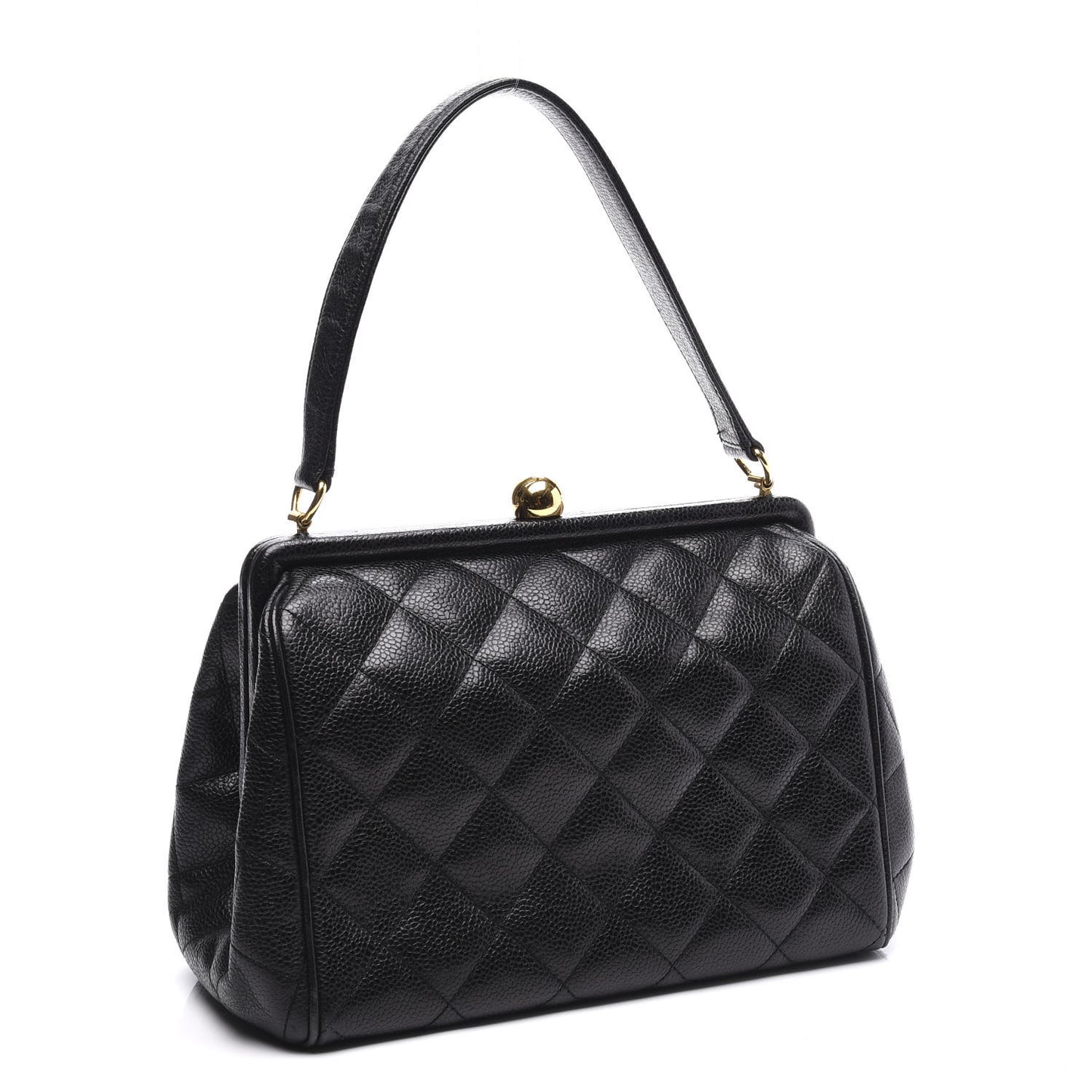 Caviar Quilted Frame Bag Black