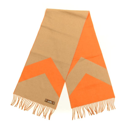 Hermes Cashmere Casaque Chevron Muffler Camel Mandarine 2 of 3