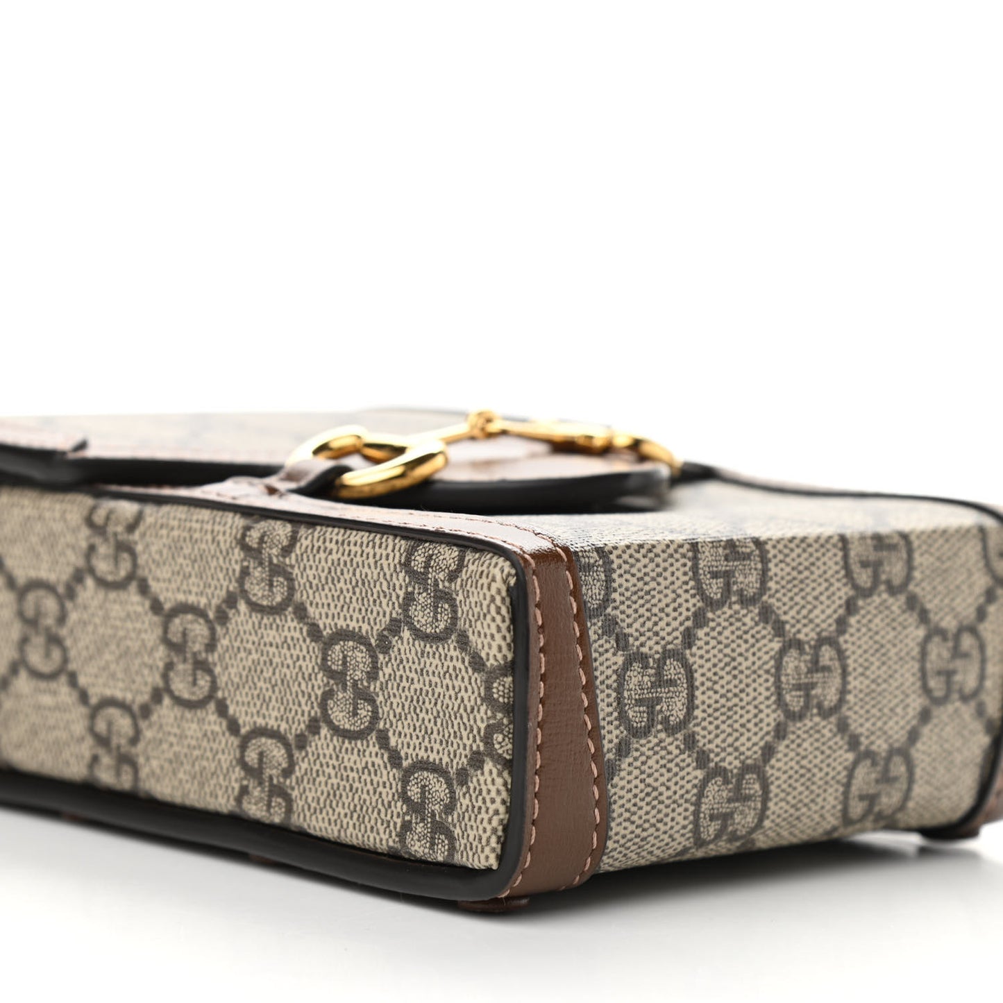 GG Supreme Monogram Mini Horsebit 1955 Crossbody Bag Beige Brown Sugar