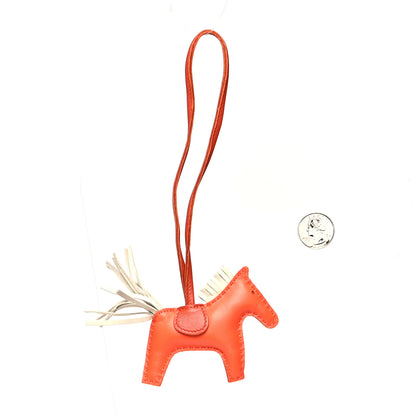 Hermes Milo Lambskin Grigri Rodeo Horse Bag Charm PM Orange Poppy Craie Terre Battue 2 of 4