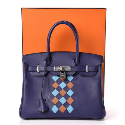 Hermes Swift Epsom Tressage Birkin 30 Bleu Encre Bleu Du Nord Gold 34 of 34