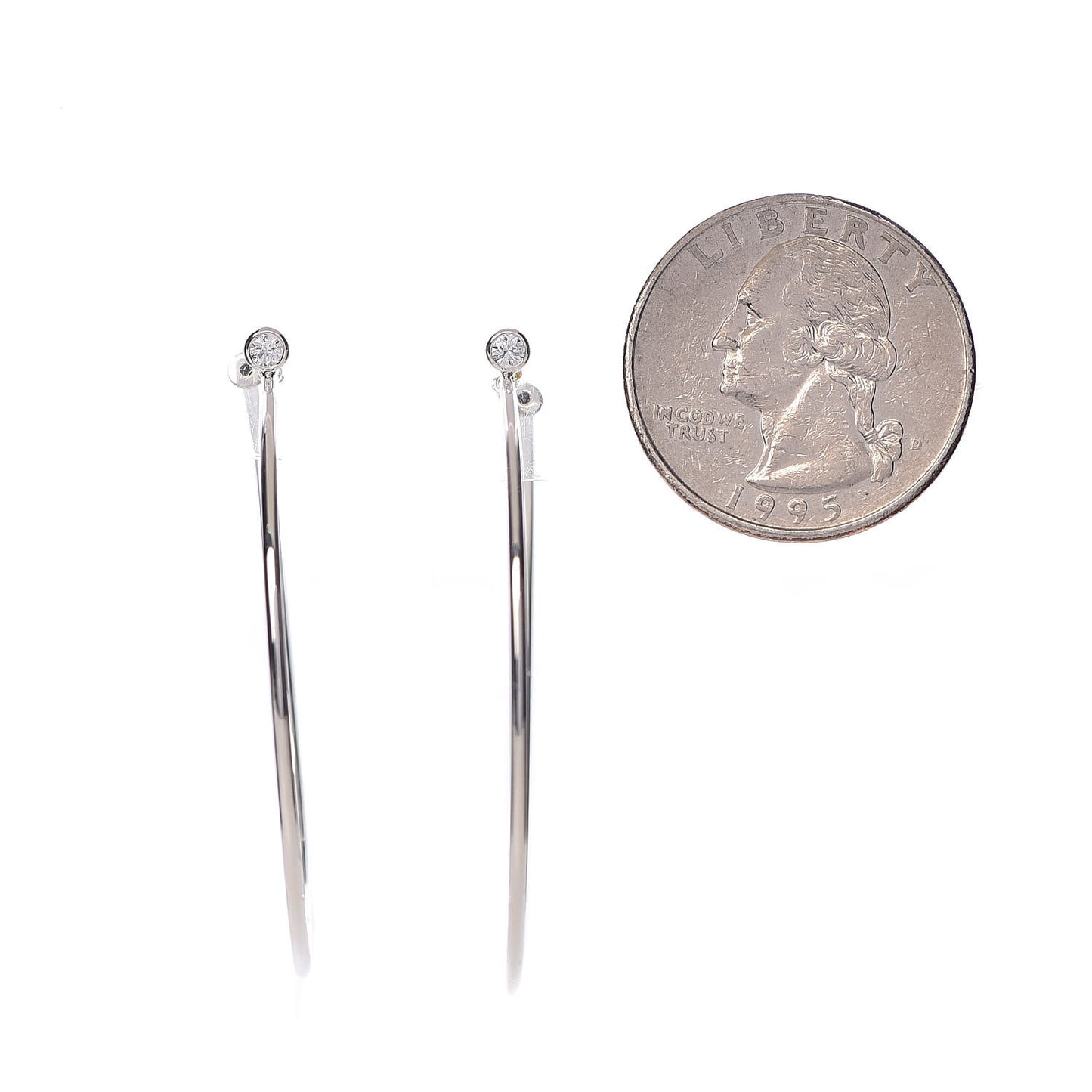 Sterling Silver Diamond Medium Elsa Peretti Hoop Earrings