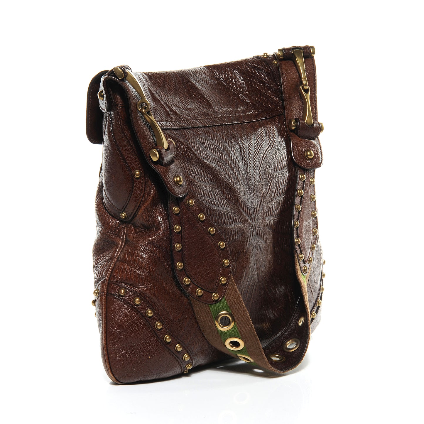 Leather Studded Tooled Pelham Brown