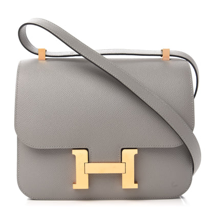 Hermes Epsom Horseshoe Constance 24 Gris Mouette Rouge Grenade 1 of 11