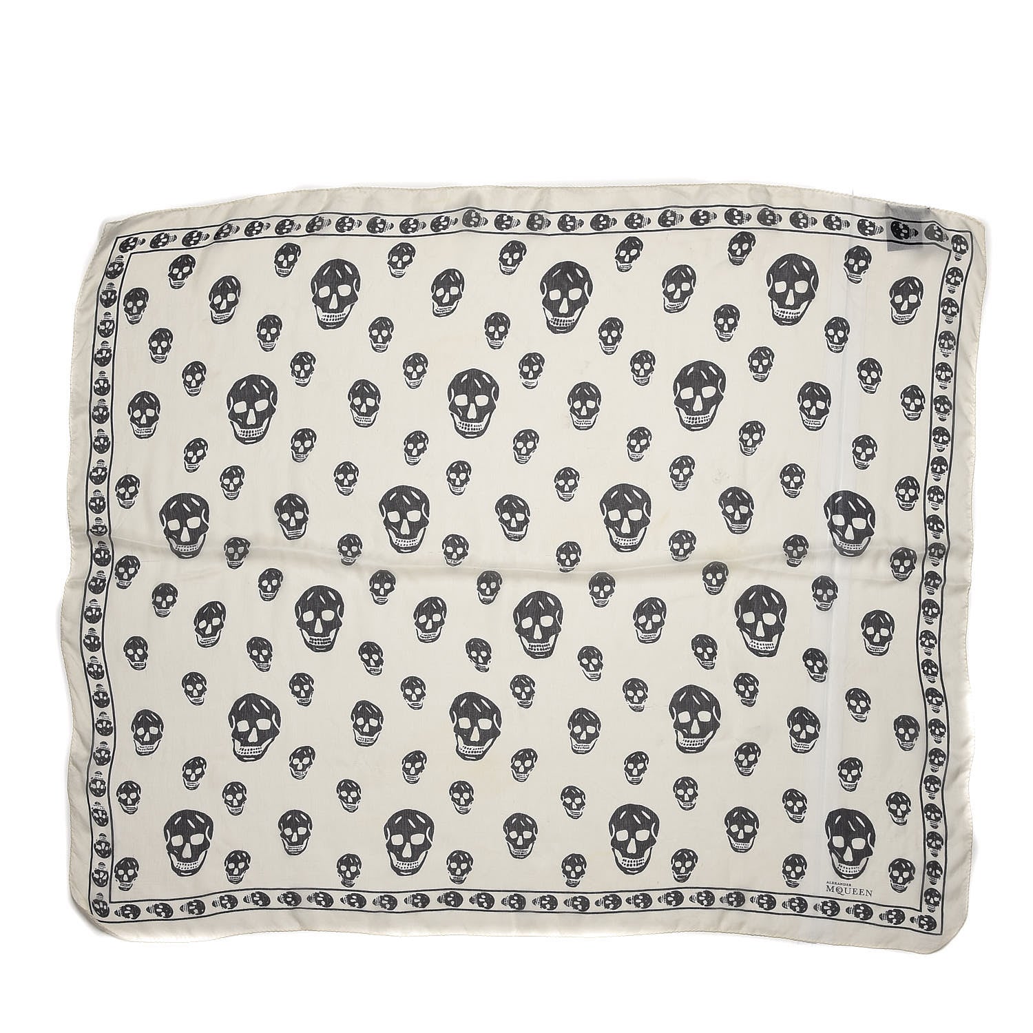 Alexander McQueen Silk Chiffon Skull Scarf Ivory Black 3 of 5