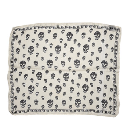 Alexander McQueen Silk Chiffon Skull Scarf Ivory Black 3 of 5