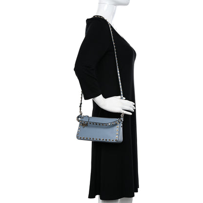 Valentino Garavani Pebbled Calfskin Small Rockstud Flip Lock Shoulder Bag Niagara 2 of 9