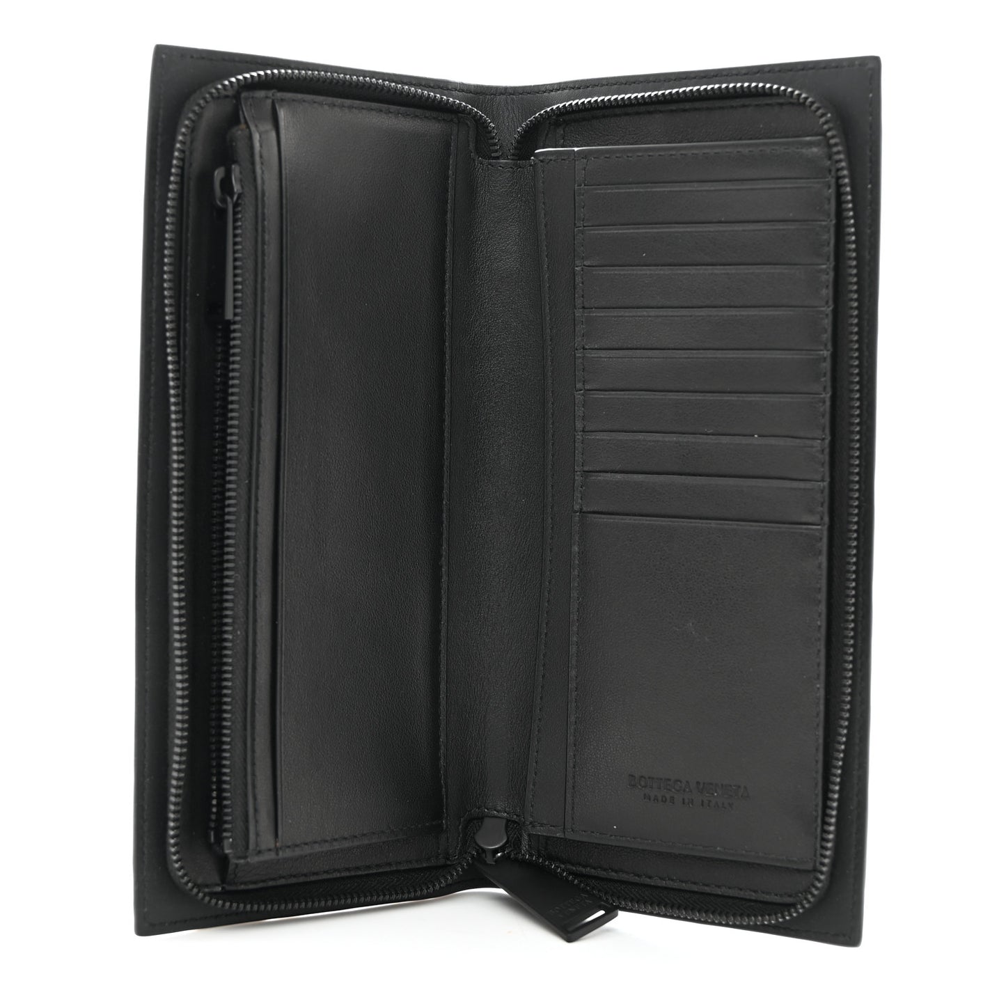 Nappa Intrecciato Zip Around Wallet Black