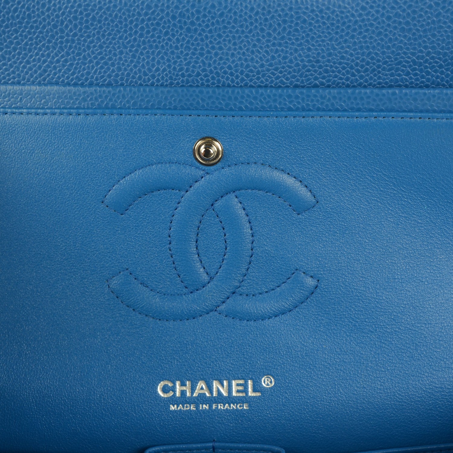Chanel Caviar Quilted Medium Double Flap Blue 6 of 13