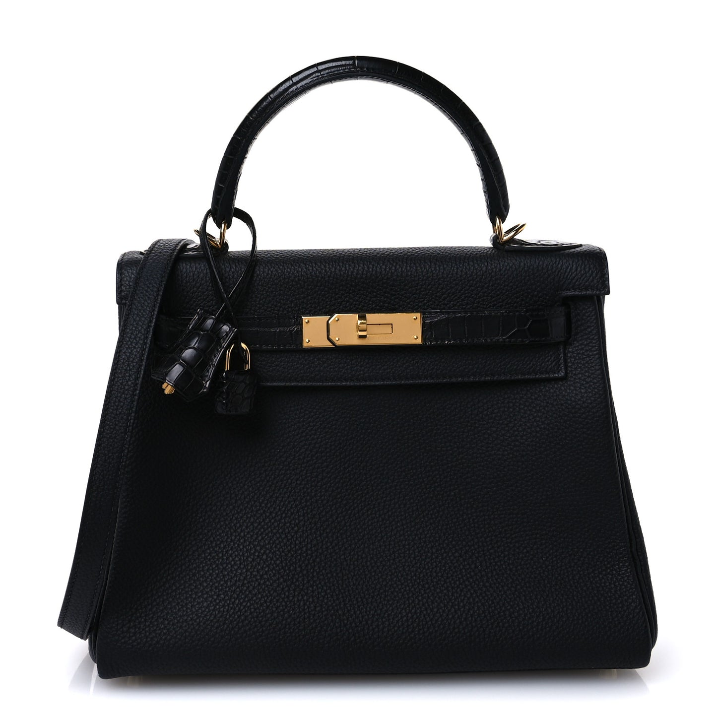 Togo Matte Porosus Crocodile Kelly Retourne Touch 28 Black