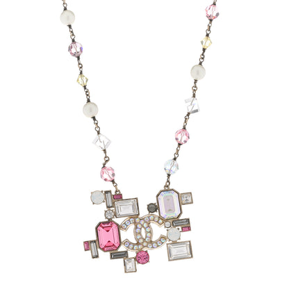 Chanel Baguette Crystal Large CC Necklace Pink 1 of 8