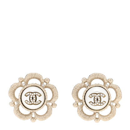 Chanel Flower CC Earrings Beige Gold 1 of 5