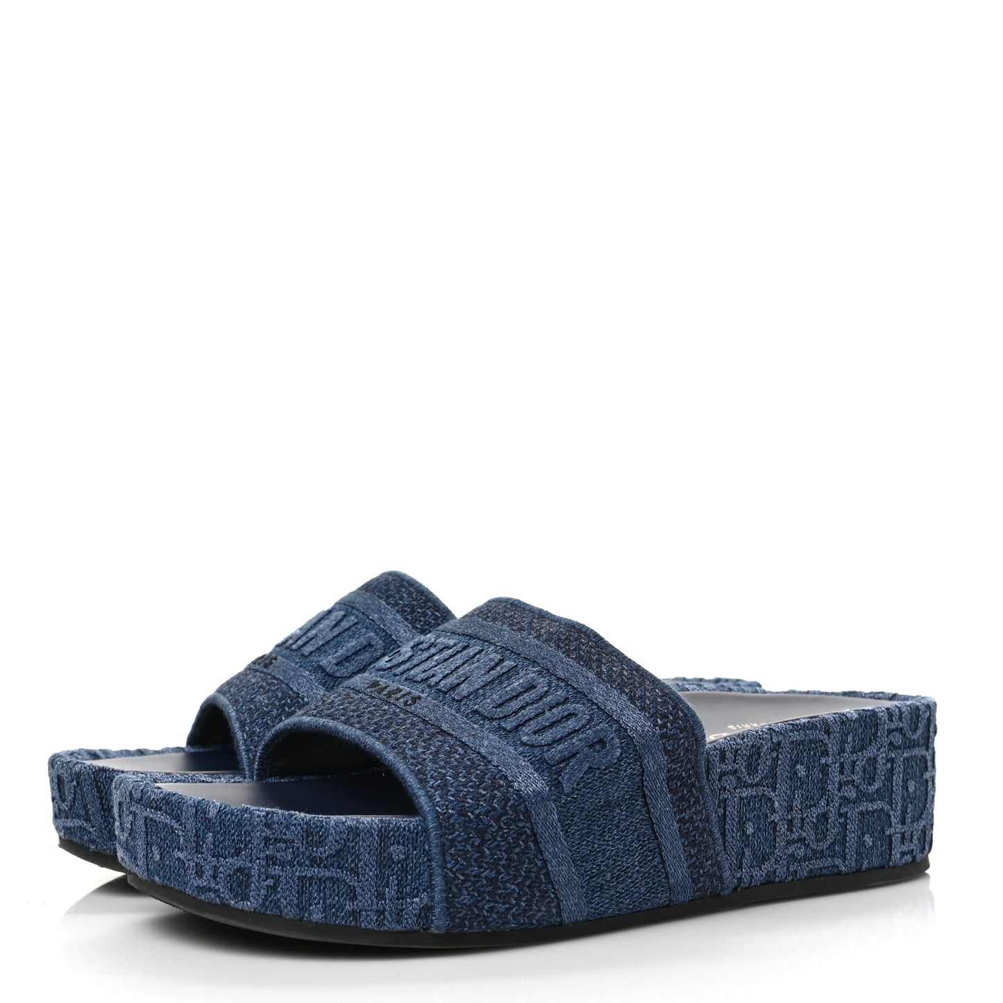 Oblique Denim D-Way Platform Sandal 39 Blue