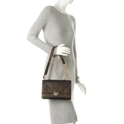Christian Dior Metallic Goatskin Medium Diorama Flap Bag Brown 3 of 9