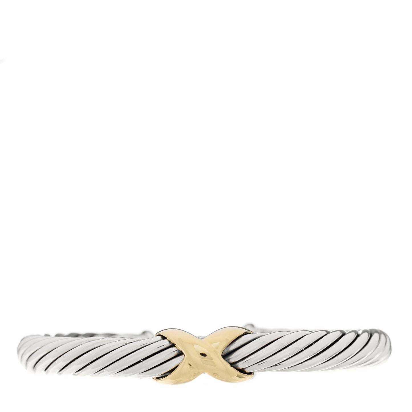 Sterling Silver 14K Yellow Gold 7mm X Station Cable Bracelet