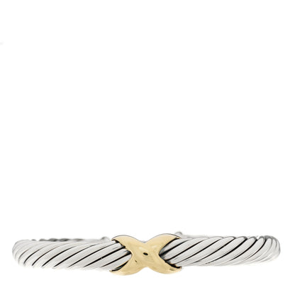 David Yurman Sterling Silver 14K Yellow Gold 7mm X Station Cable Bracelet 1 of 4