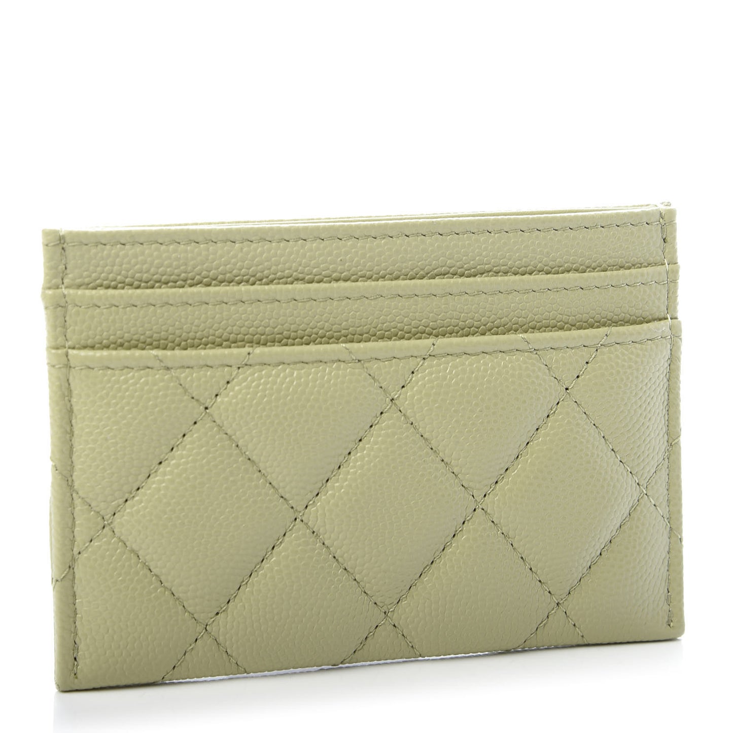 Caviar Quilted French New Wave Card Holder Light Green