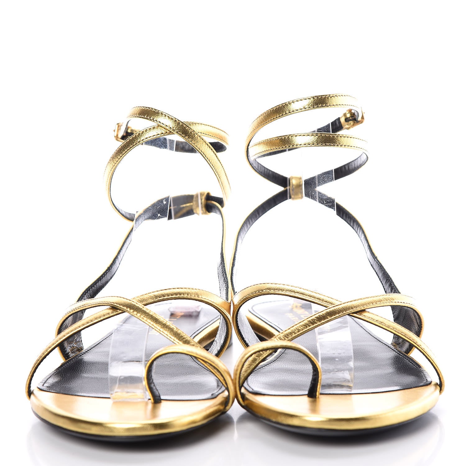 Saint Laurent Metallic Lambskin Gia 05 Ankle Sandals 37 Oro 2 of 8