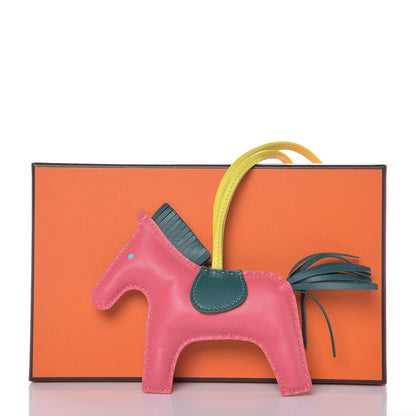 Hermes Milo Lambskin Grigri Rodeo Horse Bag Charm MM Rose Azalee Malachite Lime Celeste 5 of 5