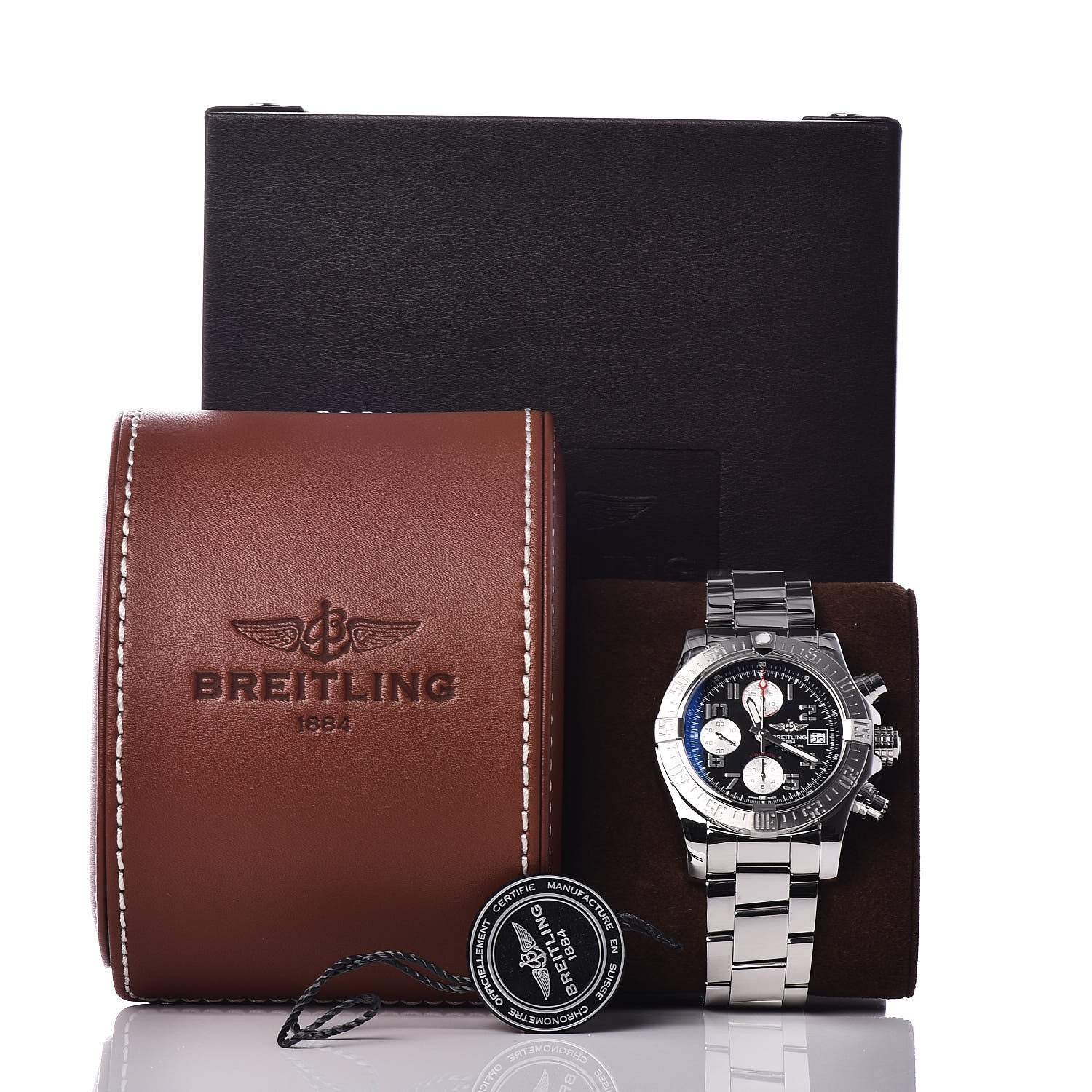 Breitling Stainless Steel 43mm Avenger II Chronograph Automatic Watch Volcano Black A13381 8 of 8