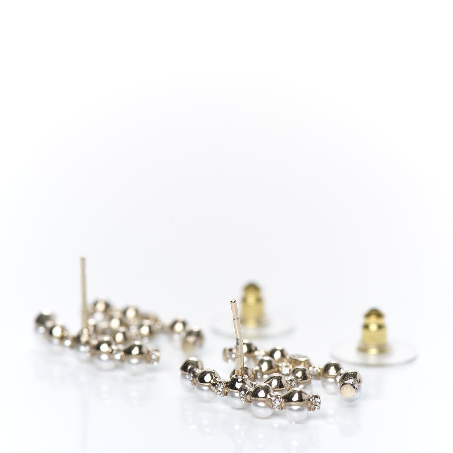 Pearl Crystal Nefertiti CC Earrings Gold