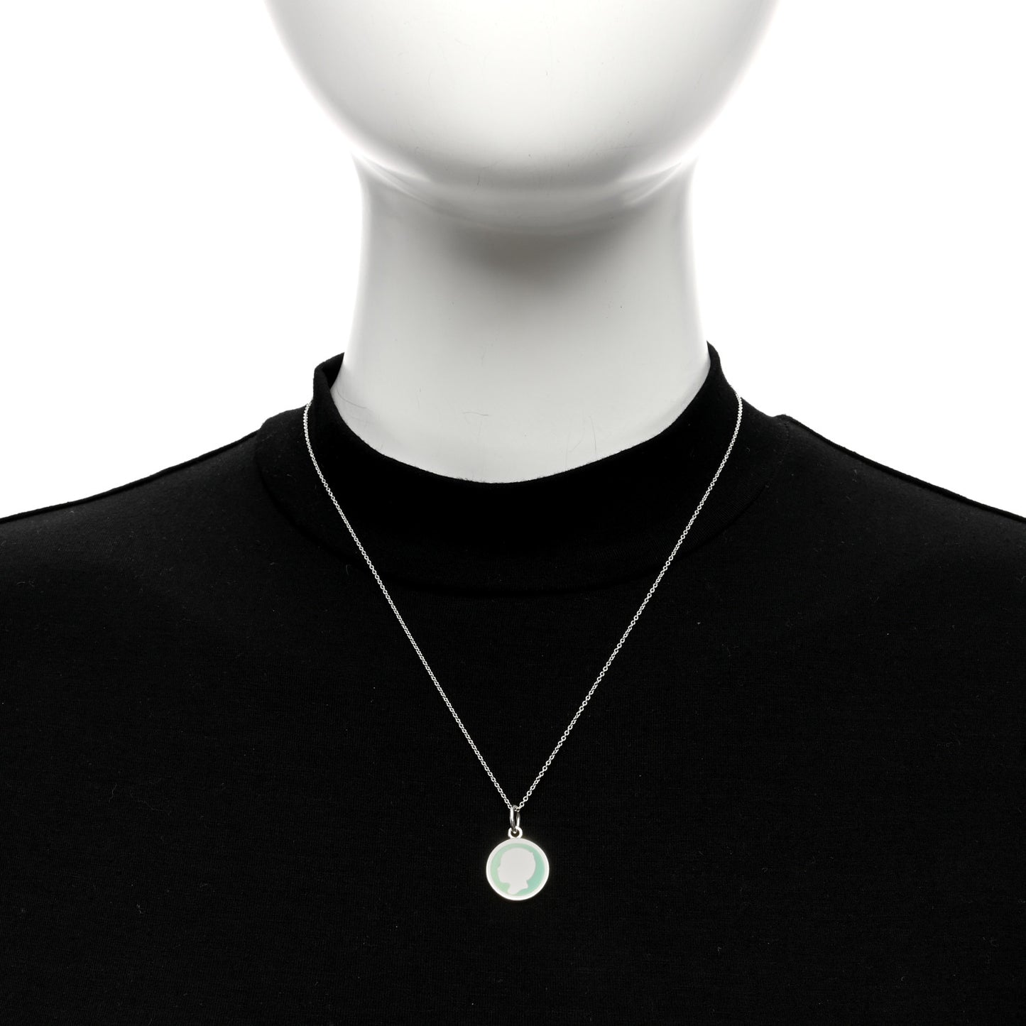 Sterling Silver Enamel Boy Pendant Necklace Blue
