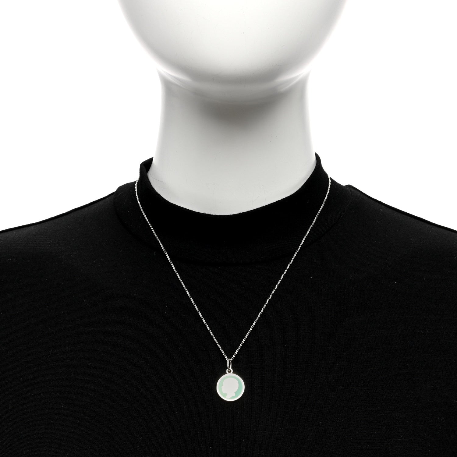 Tiffany Sterling Silver Enamel Boy Pendant Necklace Blue 2 of 5