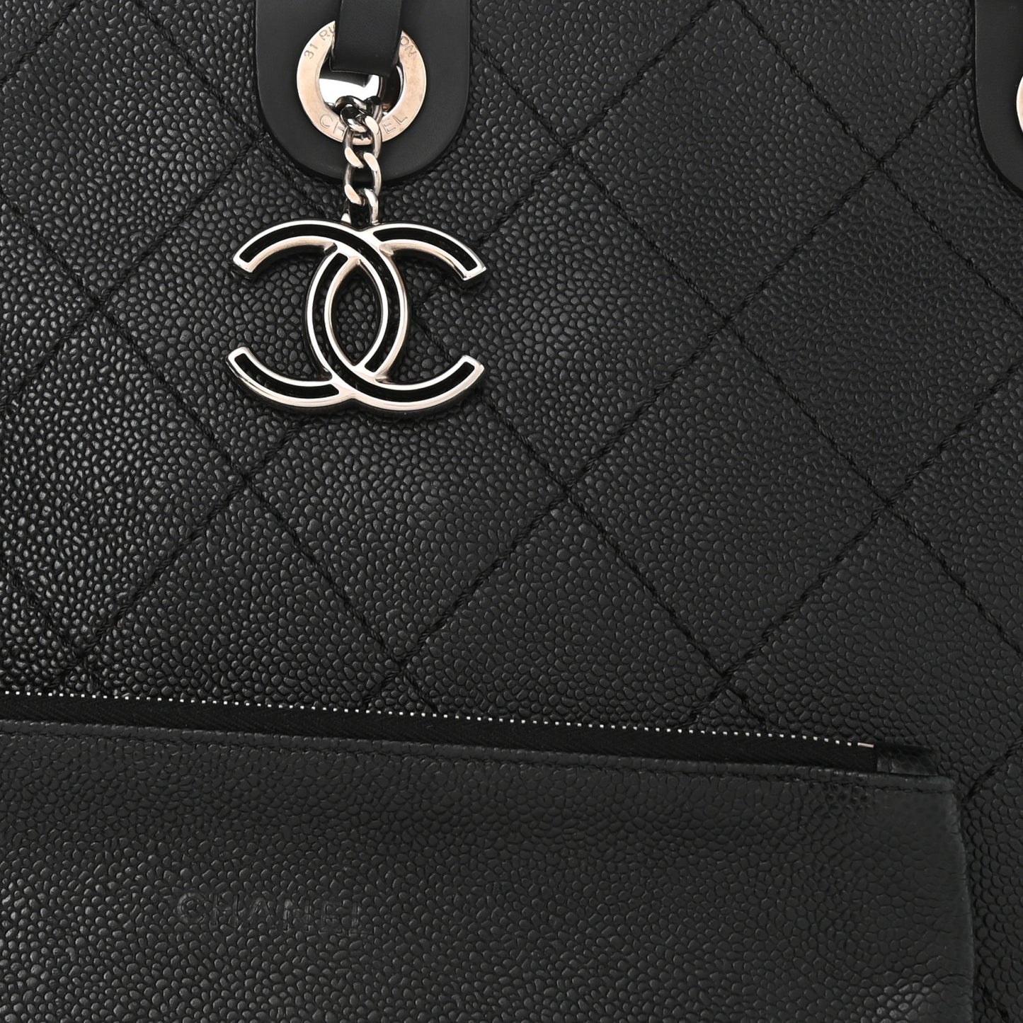 Grained Calfskin Shopping Fever Tote Black