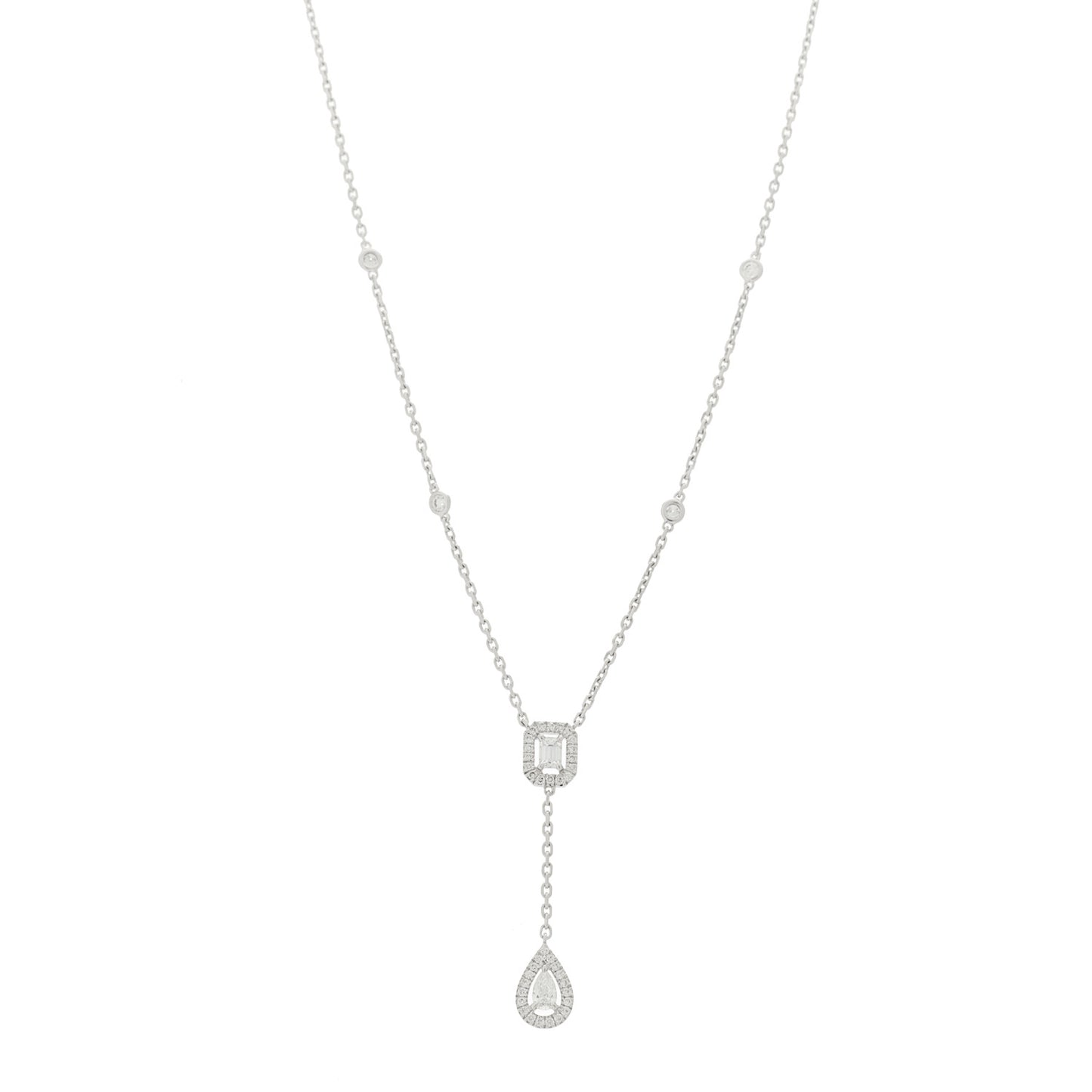 18K White Gold Diamond My Twin Tie Necklace
