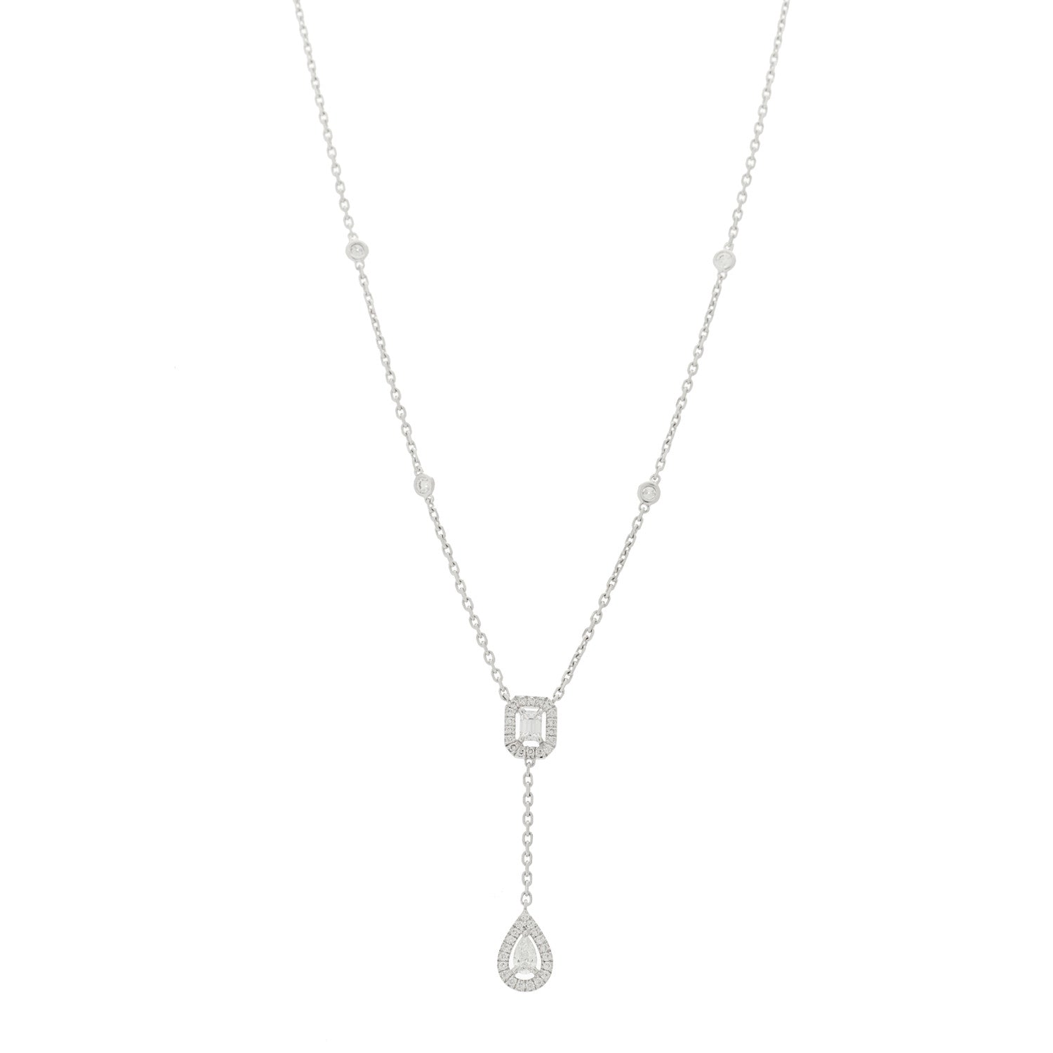 Messika 18K White Gold Diamond My Twin Tie Necklace 1 of 7