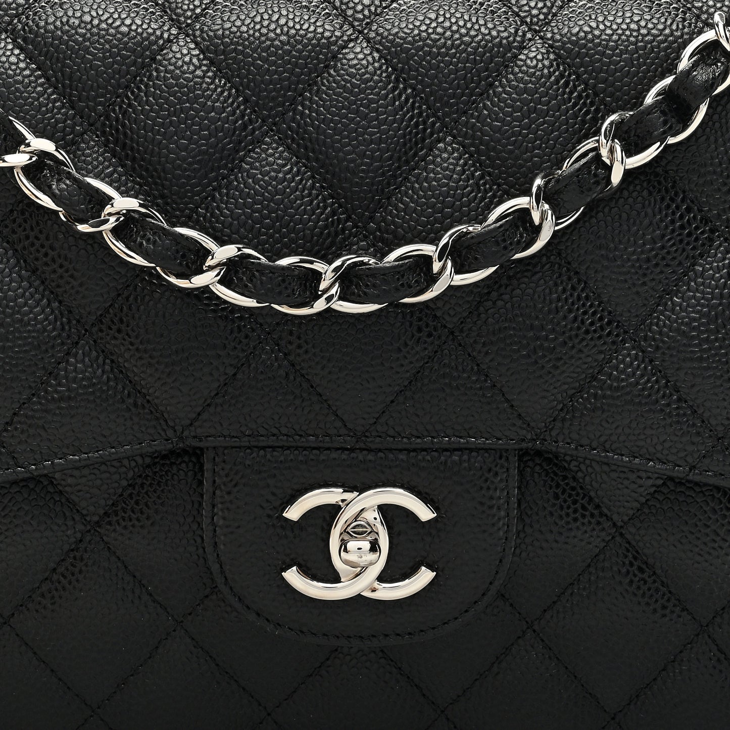 Caviar Quilted Jumbo Double Flap Black