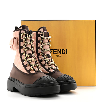 Fendi Nylon Baguette Domino 50mm Biker Boots 38 Baby Pink Nolita 10 of 10