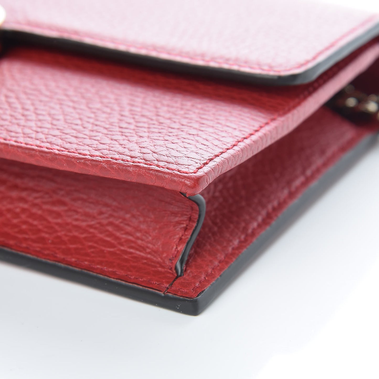 Dollar Calfskin Interlocking G Chain Wallet Red