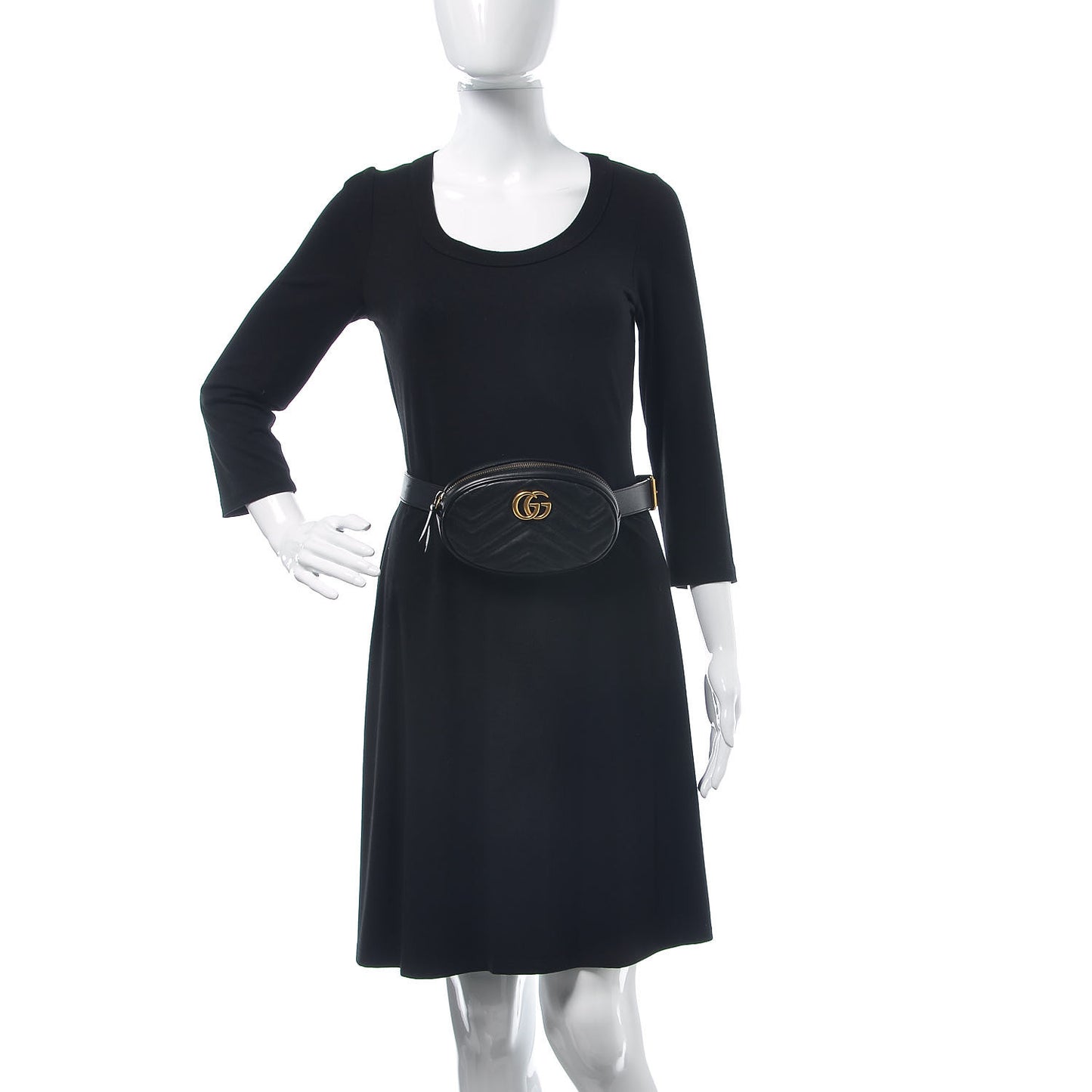 Calfskin Matelasse GG Marmont Belt Bag 85 34 Black