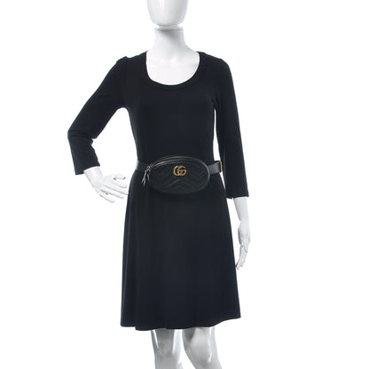 Gucci Calfskin Matelasse GG Marmont Belt Bag 85 34 Black 2 of 12