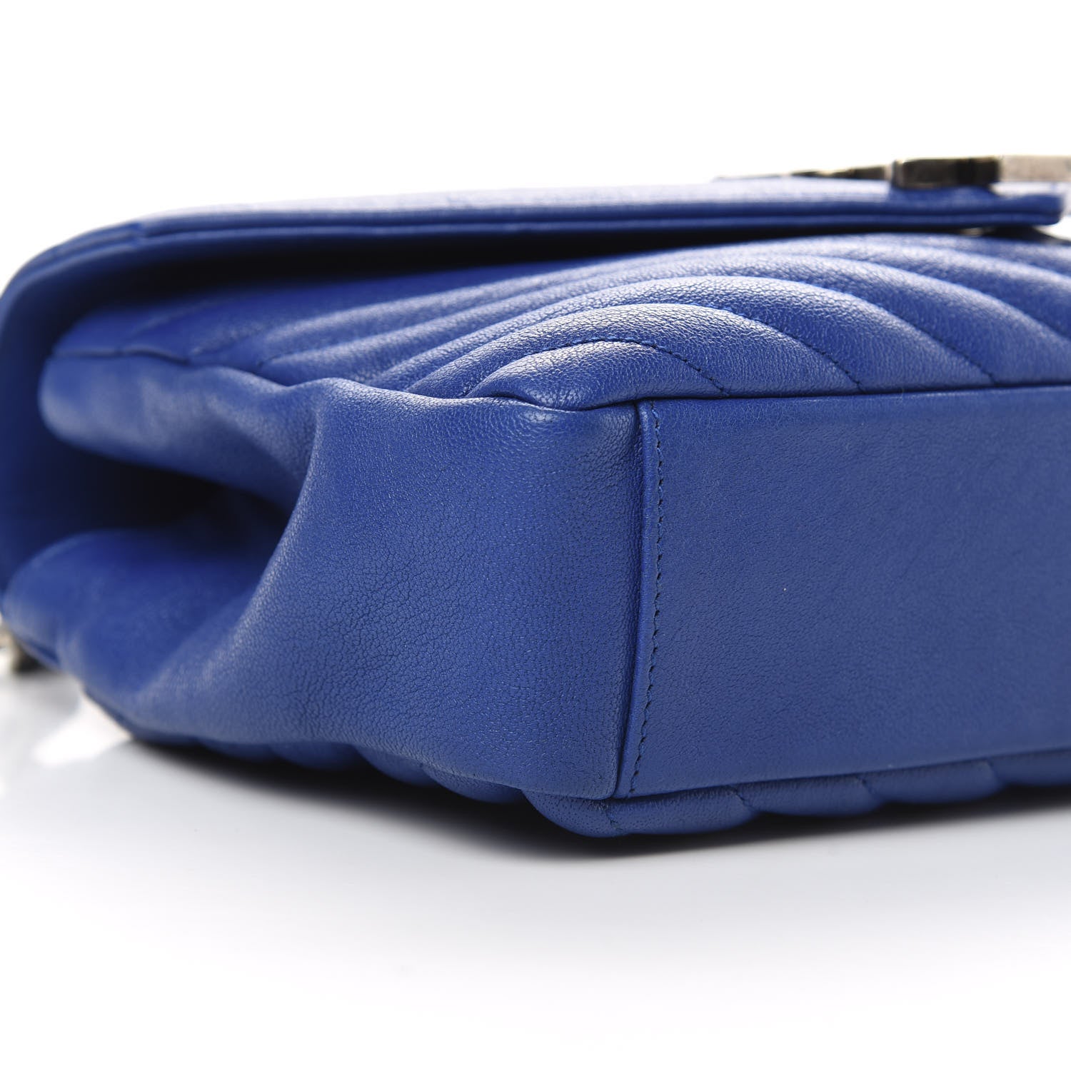 Saint Laurent Sheepskin Matelasse Chevron Monogram Medium College Bag Outremer 9 of 12