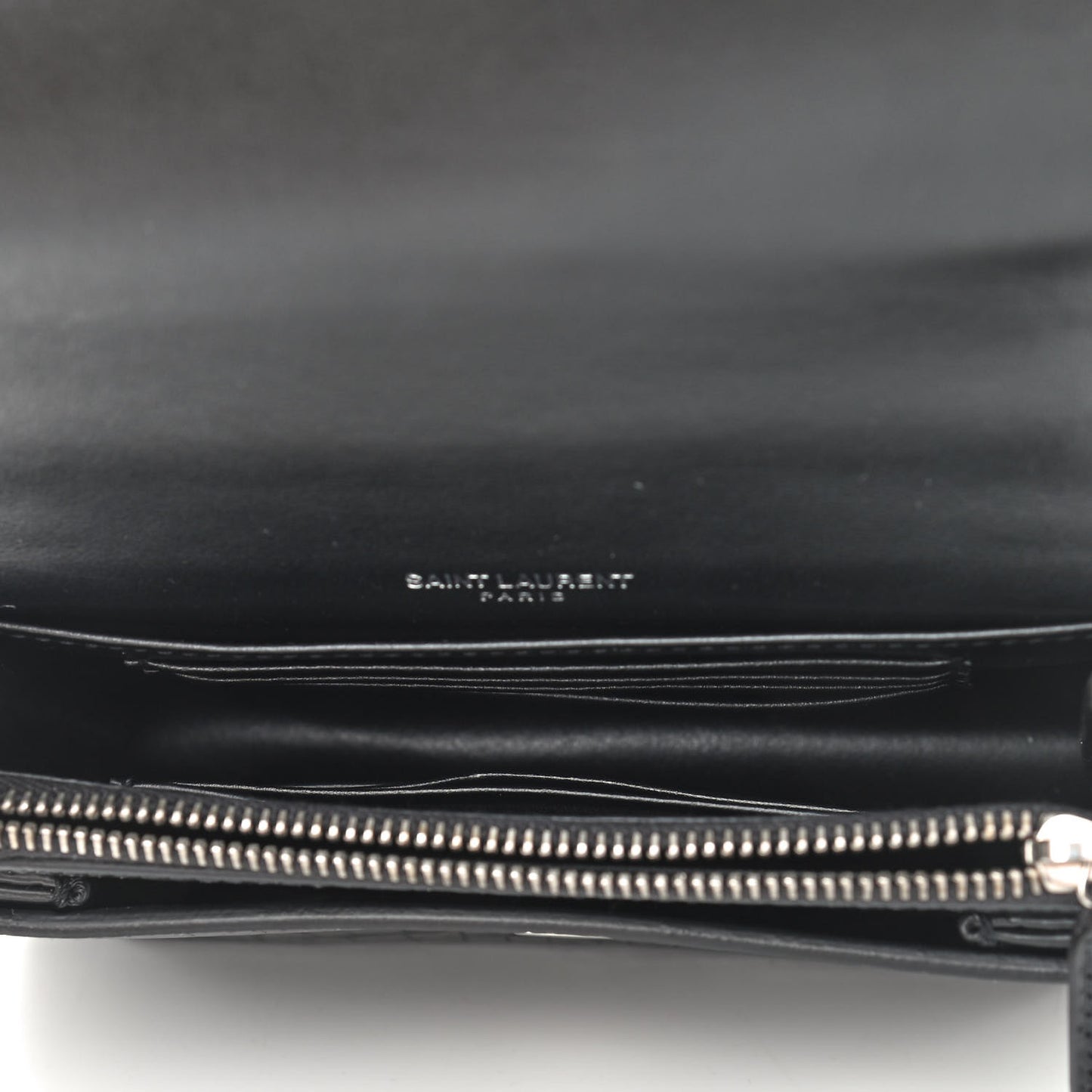 Calfskin Crocodile Embossed Monogram Sunset Chain Wallet Black