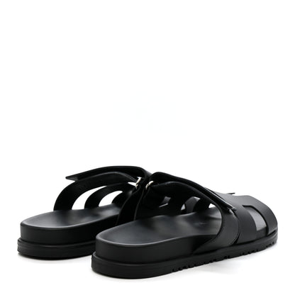 Hermes Calfskin Womens Chypre Sandals 38.5 Black 4 of 9