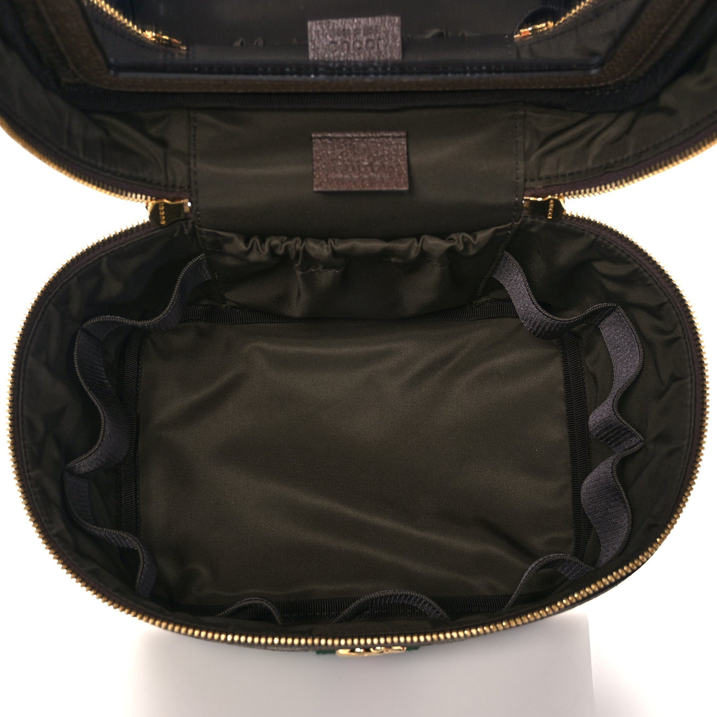 GG Supreme Monogram Textured Calfskin Web Small Ophidia Vanity Cosmetic Case Beige Ebony New Acero