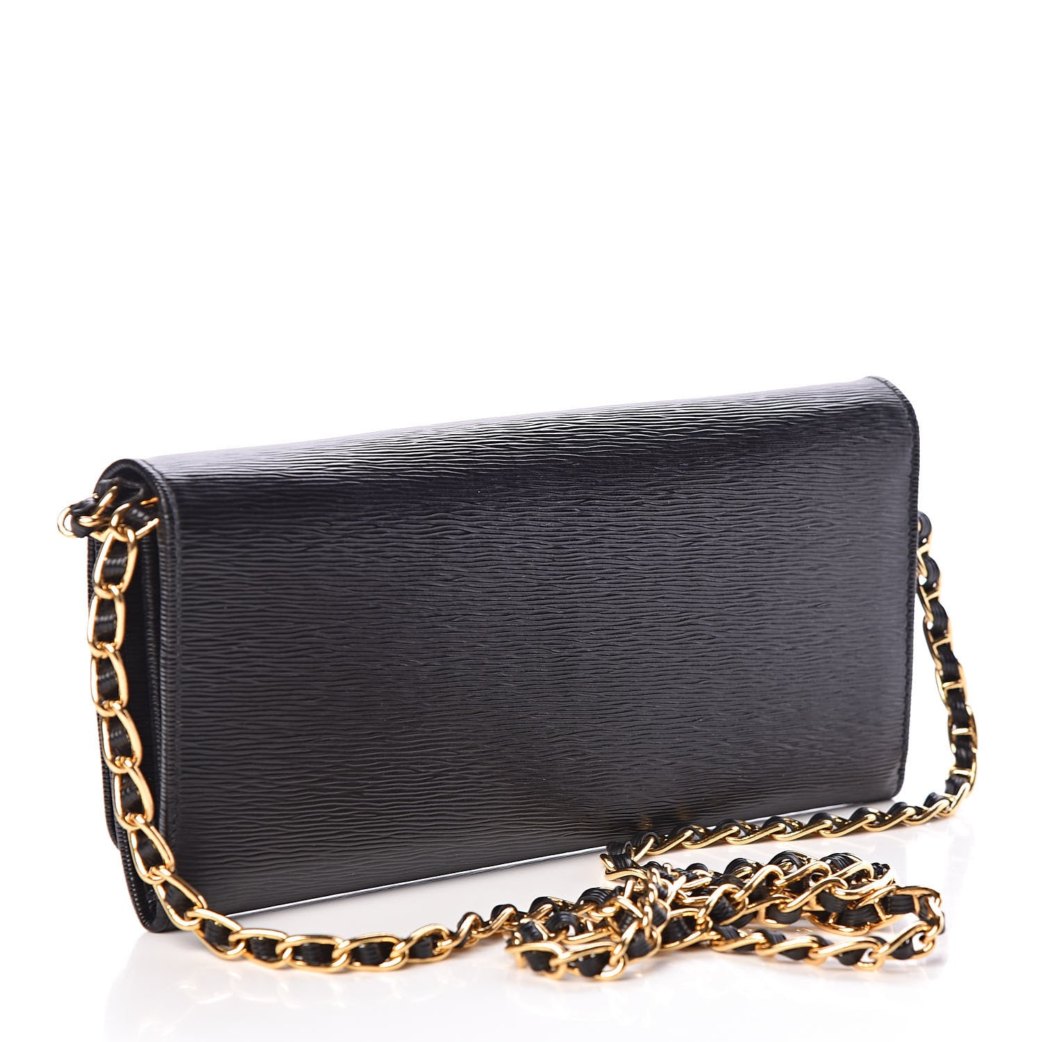 Prada Vitello Move Metal Oro Chain Wallet Black 3 of 9