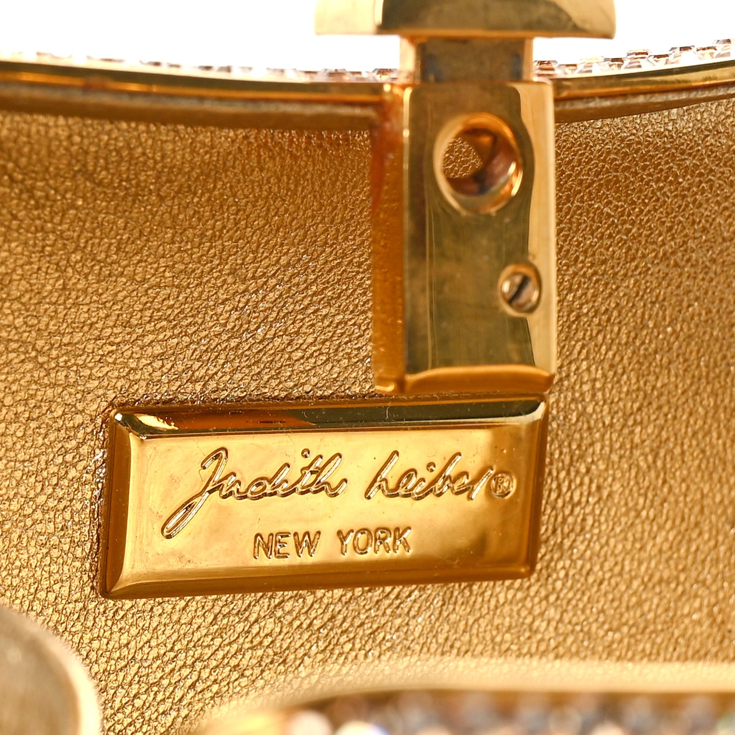 Crystal Leopard Minaudiere Clutch Brown Gold