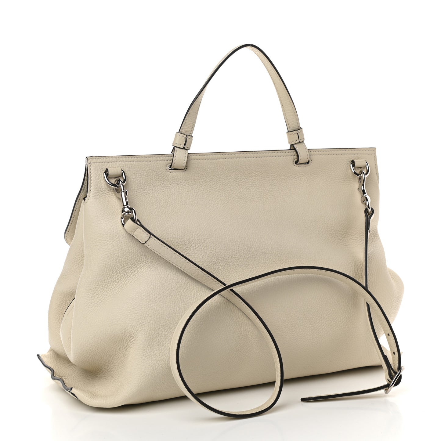 Cellarius Calfskin Large Bamboo Daily Top Handle Bag Mystic White