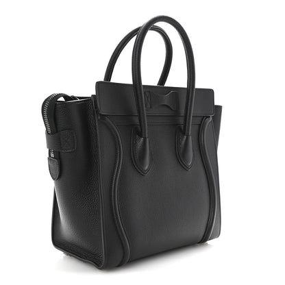 Celine Drummed Calfskin Micro Luggage Black 3 of 10
