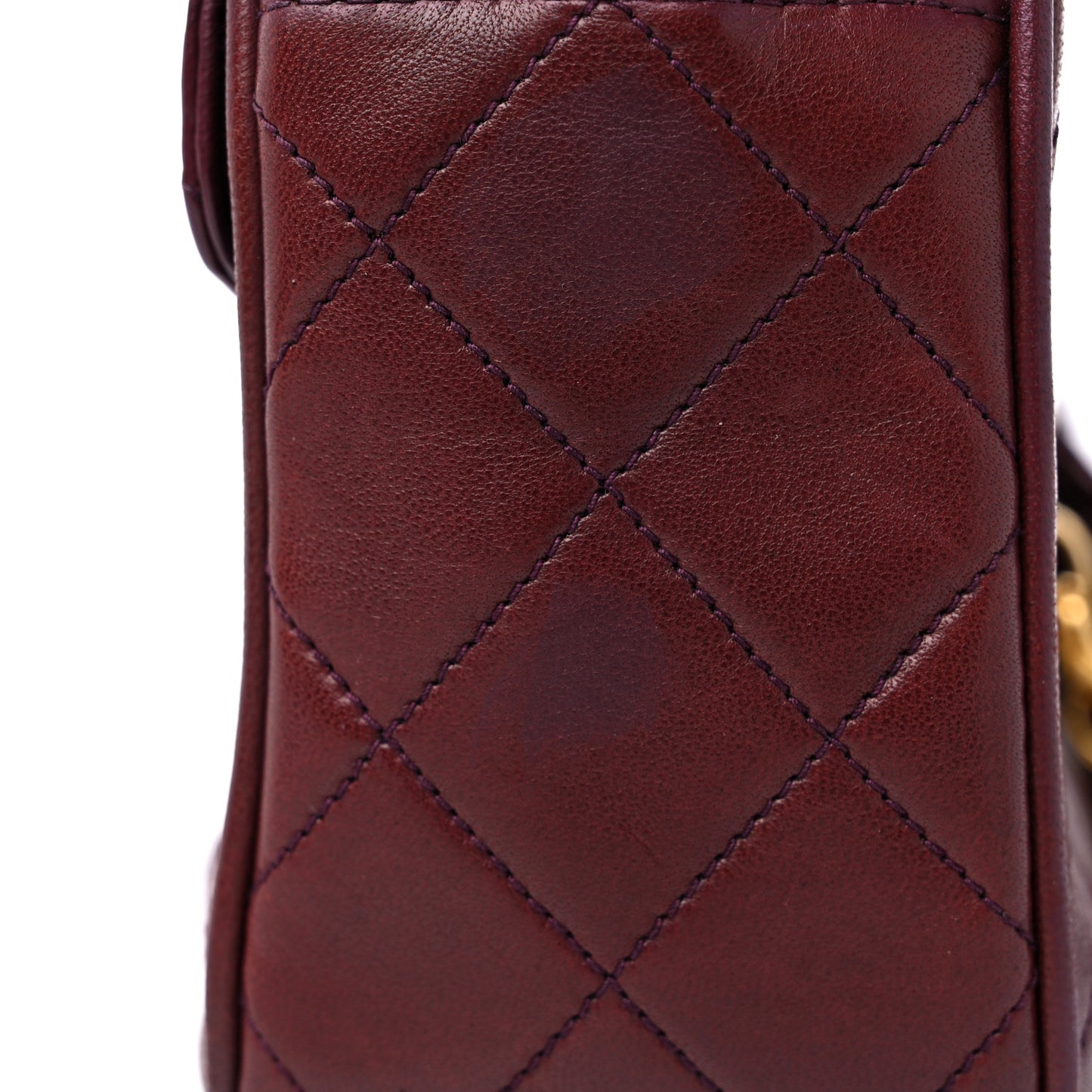 Lambskin Quilted Tassel CC Camera Case Burgundy