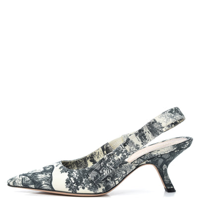 Christian Dior Toile De Jouy Sweet D Slingback Pumps 37 Off White 1 of 7
