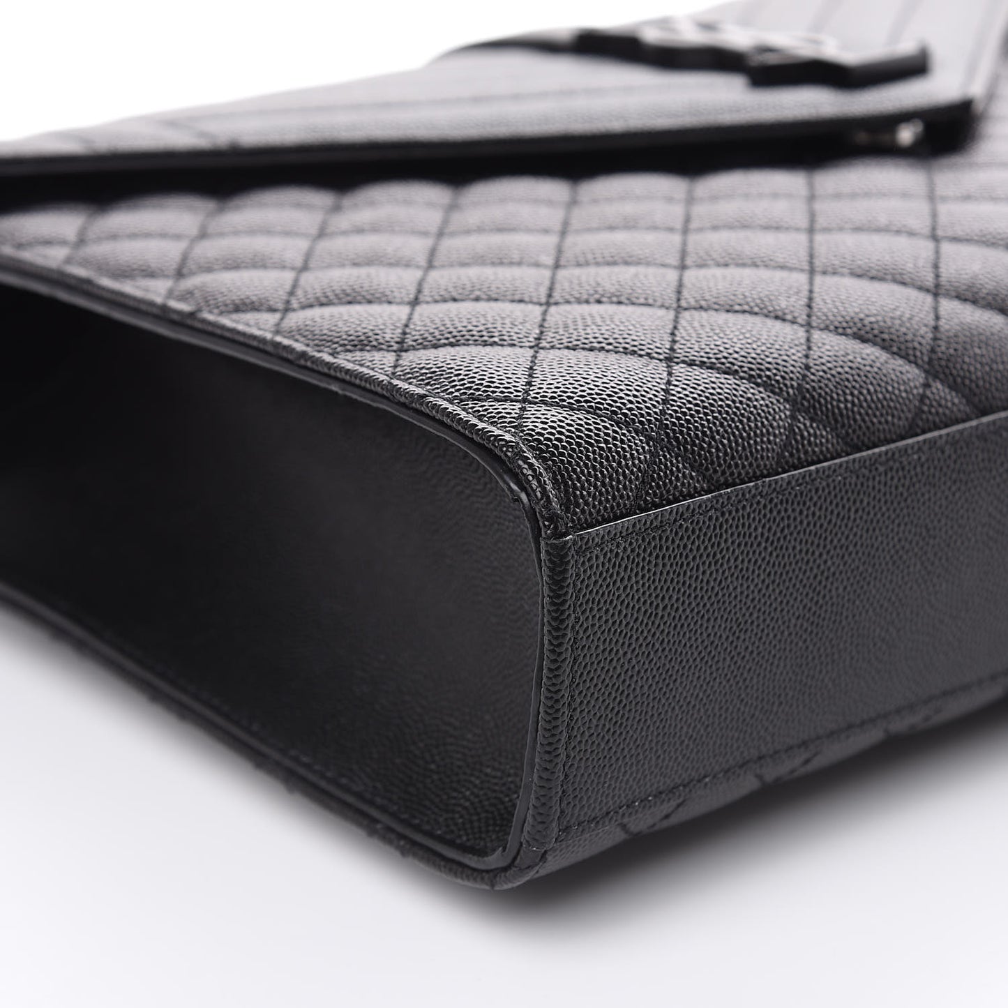 Grain De Poudre Textured Mixed Matelasse Large Triquilt Monogram Monochrome Satchel Black