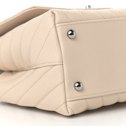 Chanel Caviar Chevron Quilted Small Coco Handle Flap Light Beige 8 of 9